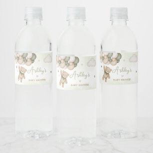 Green Bear Balloon Babydusche Wasserflaschenetikett