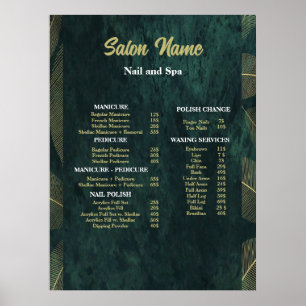 Green Beauty Nail Salon Preisliste Poster