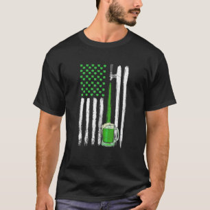 Green Beer American Flag Irsish St Patricks Day T-Shirt