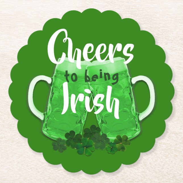 Green Beer Cheers Irish St Patricks Day Untersetzer (Vorderseite)