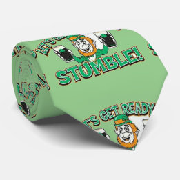 Green Beer Drinking Leprachaun St. Pat's Day Krawa Krawatte