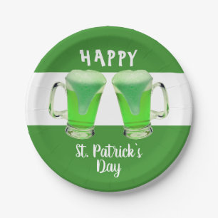 Green Beer Glass Happy St. Patrick`s day Party Pappteller