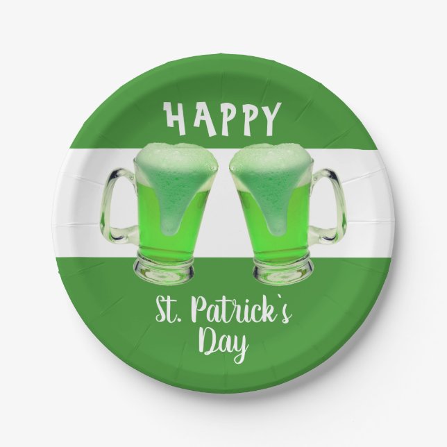 Green Beer Glass Happy St. Patrick`s day Party Pappteller (Vorderseite)