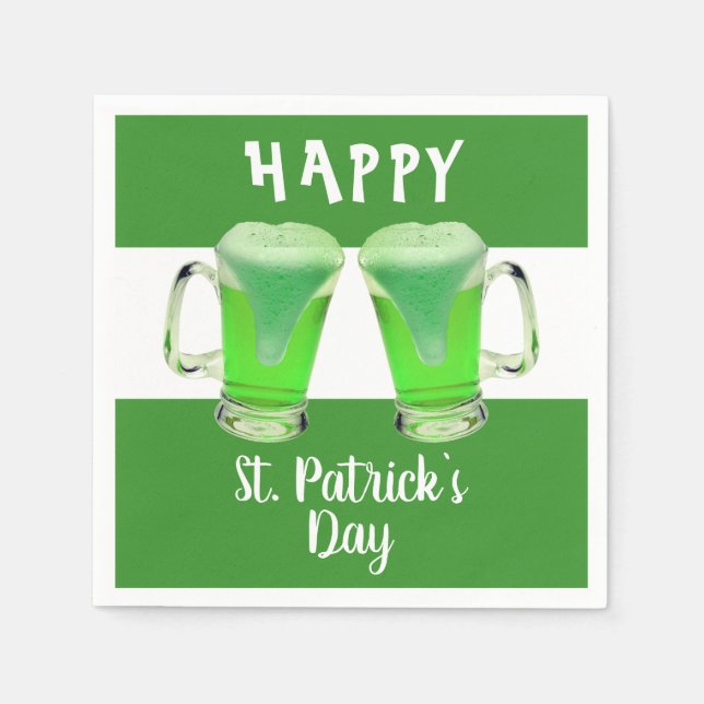 Green Beer Glass Happy St. Patrick`s day Party Serviette (Vorderseite)