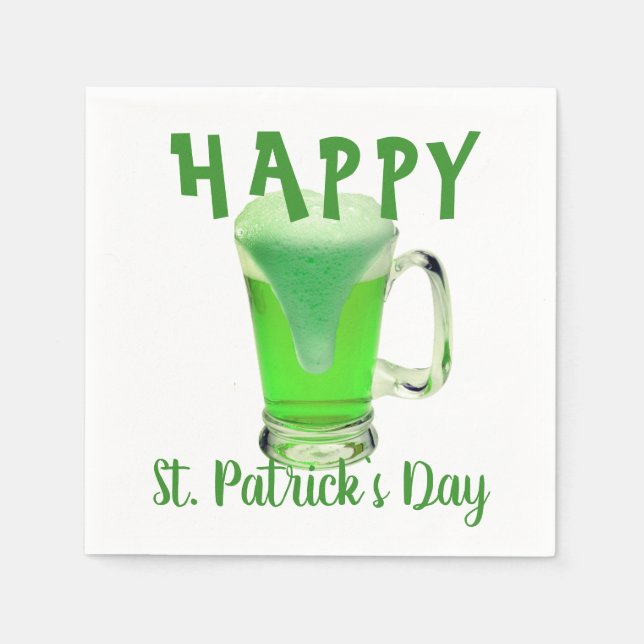 Green Beer Glass Happy St. Patrick`s day Party Serviette (Vorderseite)