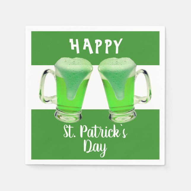 Green Beer Glass Happy St Patrick`s Day Serviette (Vorderseite)