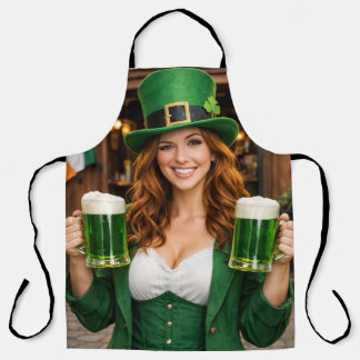 Green Beer Irish All-Over Print Apron Schürze