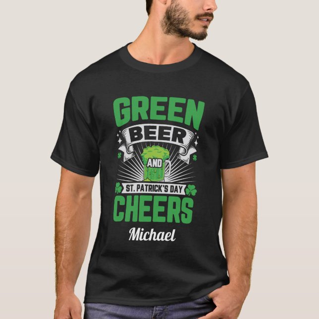 Green Beer St. Patrick's Day Cheer Clover Kleeblat T-Shirt (Vorderseite)