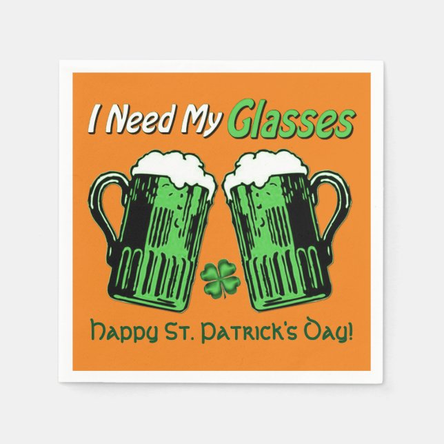 Green Beer St. Patrick's Day Orange Napkins Serviette (Vorderseite)
