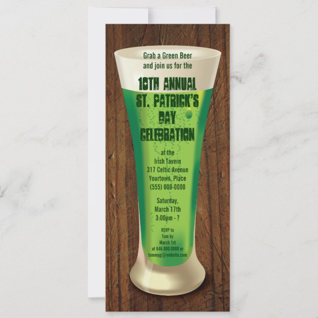 Green Beer St Patricks Day Party Einladung (Vorderseite)