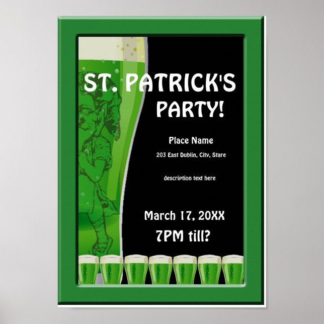 Green Beer St Patrick's Party Poster (Vorne)