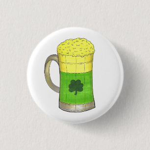 Green Beer Tasse Kleeblatt Saint Patrick's Day Button