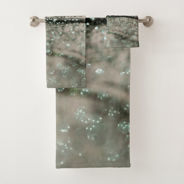 Green Beige Oceanic Glitter Glam 1 Badhandtuch Set (Insitu)