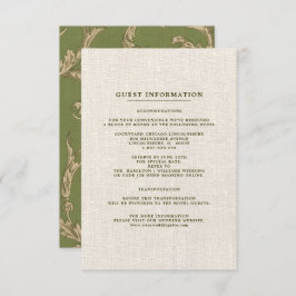 Green Beige Vintage Muster für die Hochzeitskarte Begleitkarte