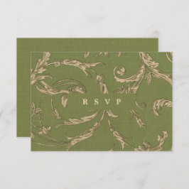 Green Beige Vintage Muster Hochzeitskarten Einladung