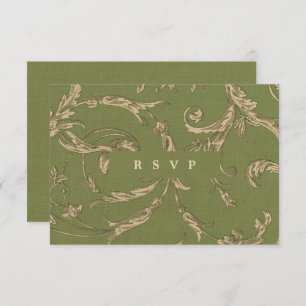 Green Beige Vintage Muster Hochzeitskarten Einladung