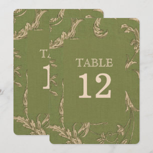 Green Beige Vintage Pattern Burlap Wedding Einladung