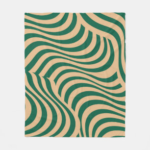 Green Beige Zebra Stripe Minimalistischer Frühjahr Fleecedecke
