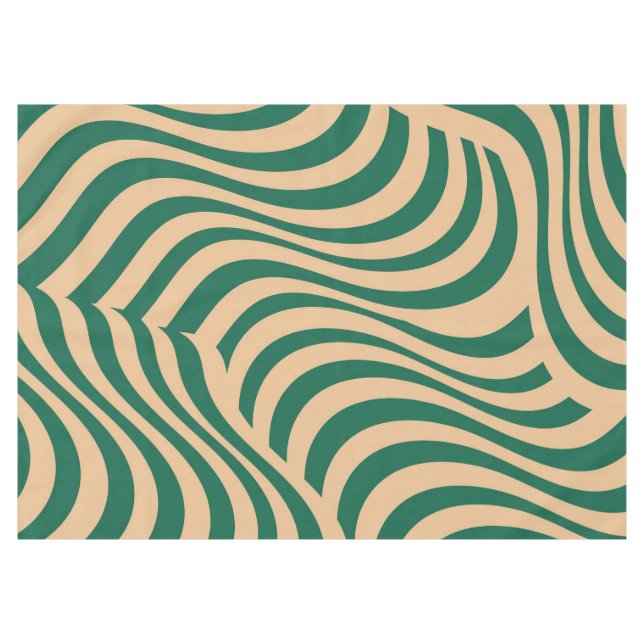 Green Beige Zebra Stripe Minimalistischer Frühjahr Tischdecke (Vorderseite (Horizontal))