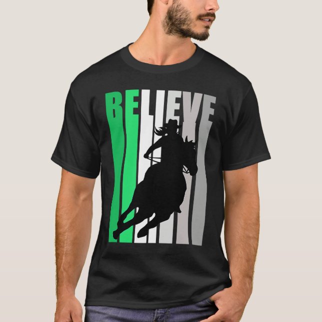 Green Believe Cowgirl Motivational Inspiring Farm  T-Shirt (Vorderseite)