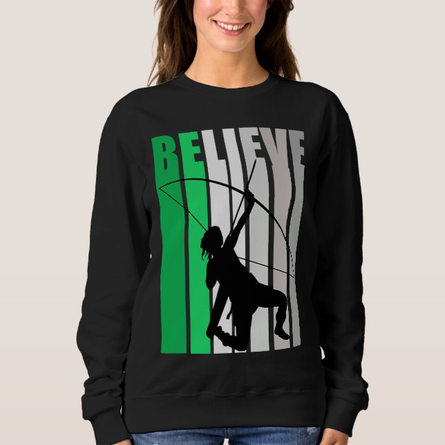Green Believe Motivating Girls Archery Retro Graph Sweatshirt (Vorderseite)