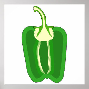 Green Bell Pepper. Halbiert. Poster