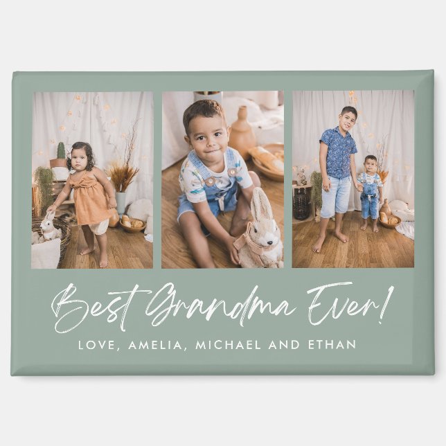 Green Best Oma je Drei-Foto-Magnet Magnet (Vorderseite)