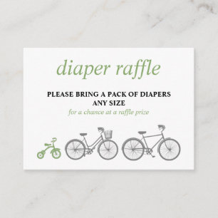 Green Bicycle Diaper Raffle Begleitkarte