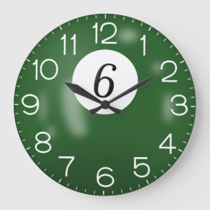 Green Billiard #6 Ball Große Wanduhr