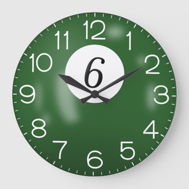 Green Billiard #6 Ball Große Wanduhr (Vorderseite)