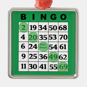 Green BINGO Card   BINGO Lover's Geschenk Weihnach Ornament Aus Metall