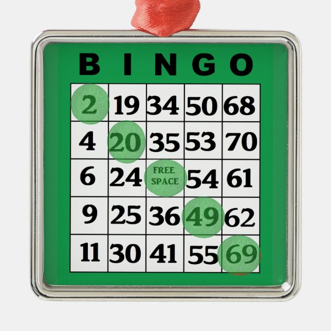 Green BINGO Card | BINGO Lover's Geschenk Weihnach Ornament Aus Metall (Vorne)