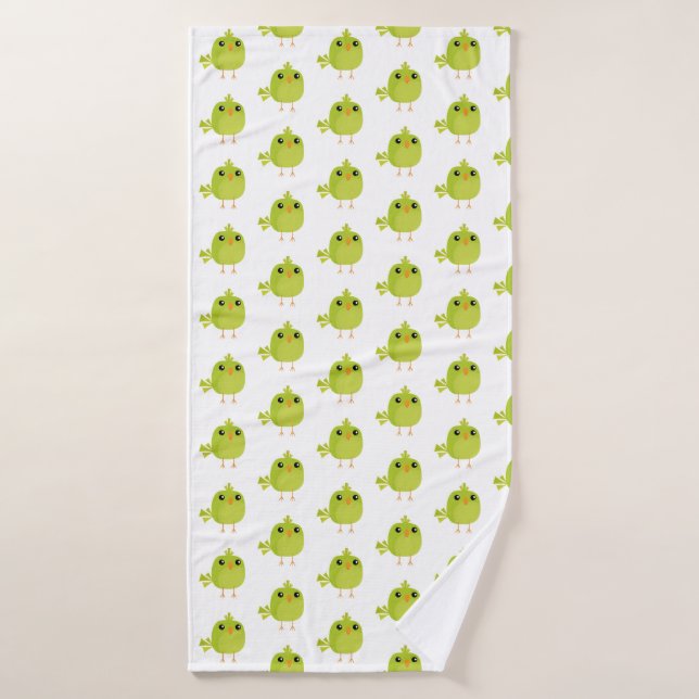 Green Bird Cartoon Badehandtuch (Badehandtuch)