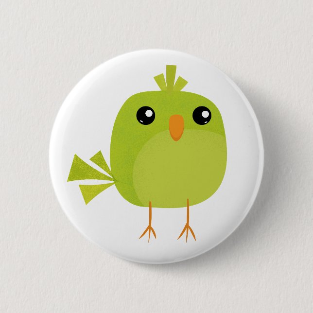 Green Bird Cartoon Button (Vorderseite)