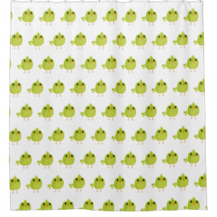 Green Bird Cartoon Duschvorhang