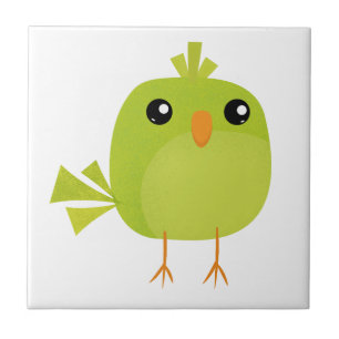 Green Bird Cartoon Fliese