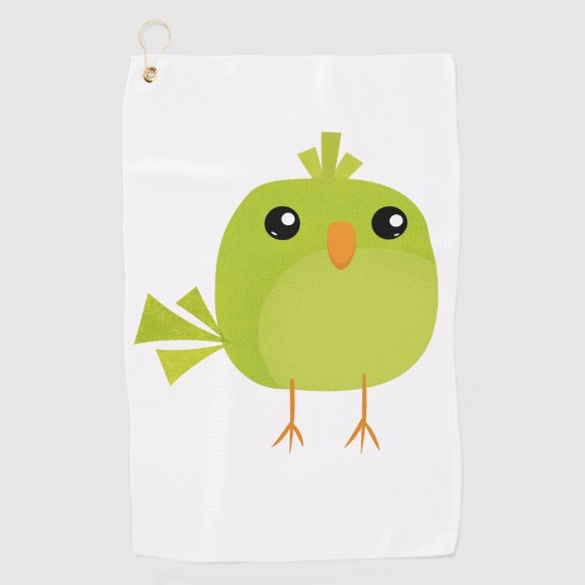 Green Bird Cartoon Golfhandtuch (Vorderseite)