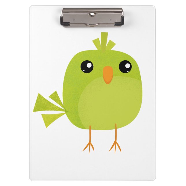 Green Bird Cartoon Klemmbrett (Vorderseite)