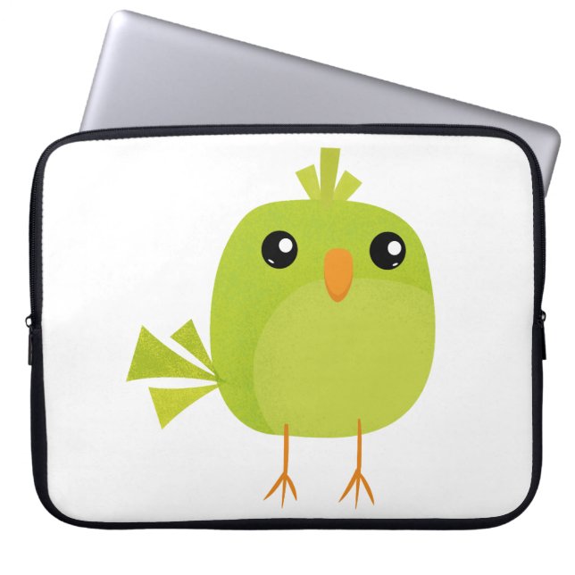 Green Bird Cartoon Laptopschutzhülle (Vorderseite)