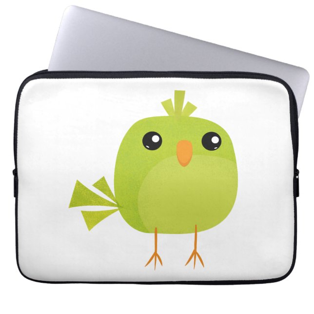 Green Bird Cartoon Laptopschutzhülle (Vorderseite)
