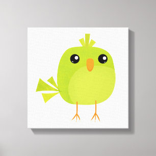 Green Bird Cartoon Leinwanddruck