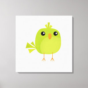 Green Bird Cartoon Leinwanddruck