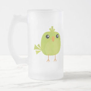 Green Bird Cartoon Mattglas Bierglas