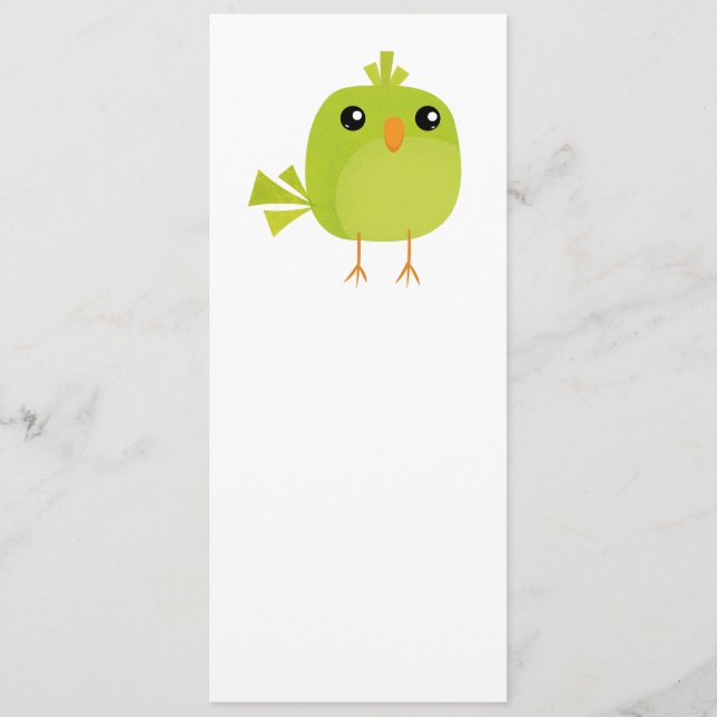 Green Bird Cartoon Menükarte (Vorderseite)