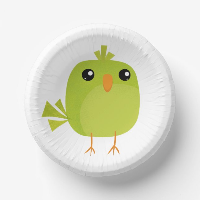 Green Bird Cartoon Pappteller (Vorderseite)