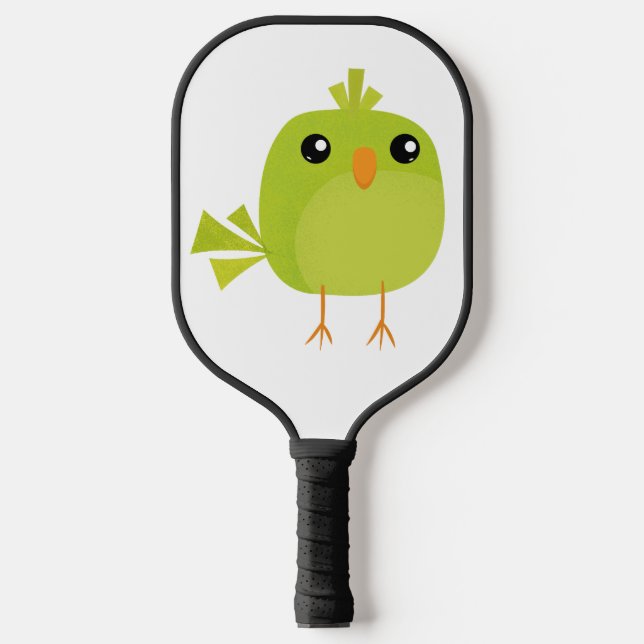 Green Bird Cartoon Pickleball Schläger (Vorderseite)