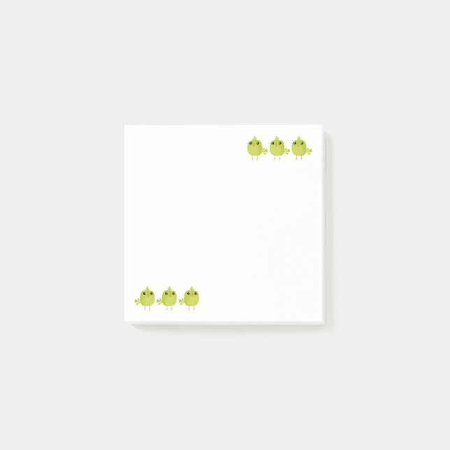 Green Bird Cartoon Post-it Klebezettel (Vorderseite)