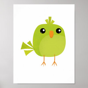 Green Bird Cartoon Poster