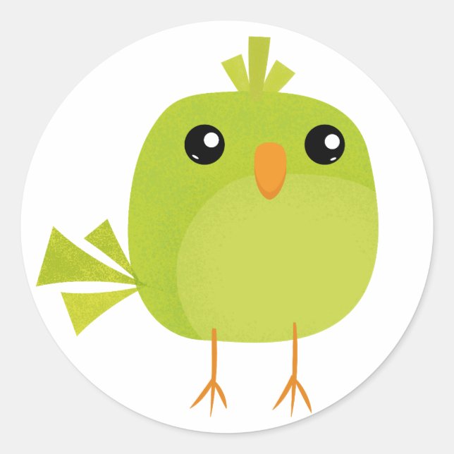 Green Bird Cartoon Runder Aufkleber (Vorderseite)
