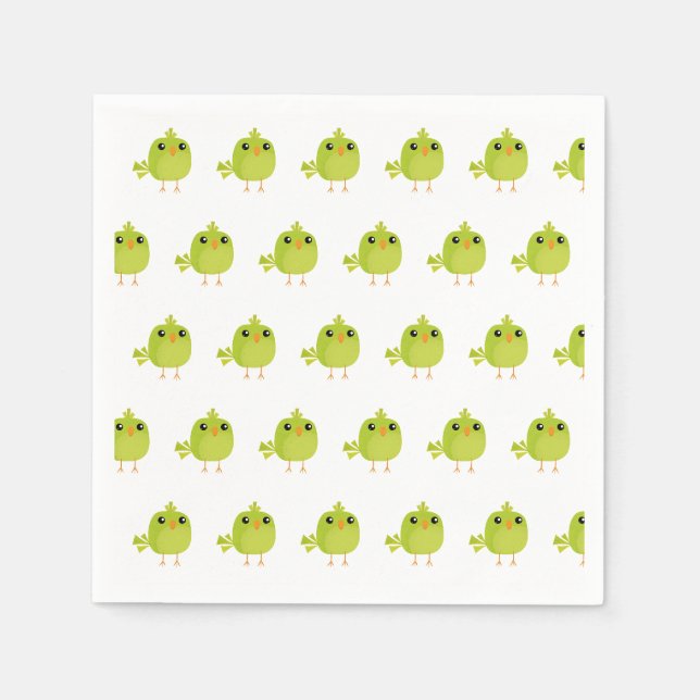 Green Bird Cartoon Serviette (Vorderseite)